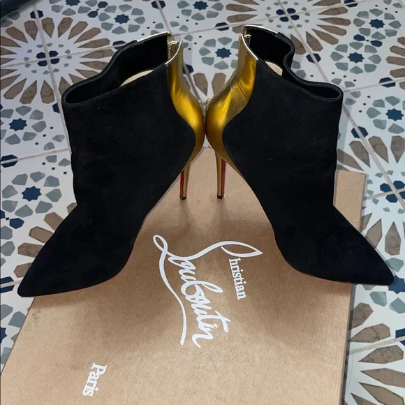 Black and Gold Louboutins Ankle Boots - Picture 4 of 15